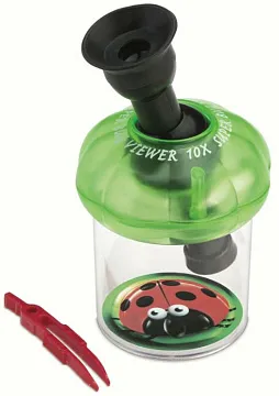 Банка для насекомых Navir «Обзор 360» с микроскопом 10x и пинцетом, прозрачная, изображение 1