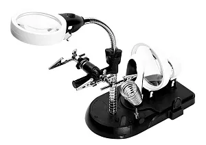 Набор луп Kromatech с подсветкой: ручная круглая со съемными линзами (2,5х/90 мм; 5х/75 мм; 16x/37 мм); настольная, с держателем «третья рука» (7761), изображение 1